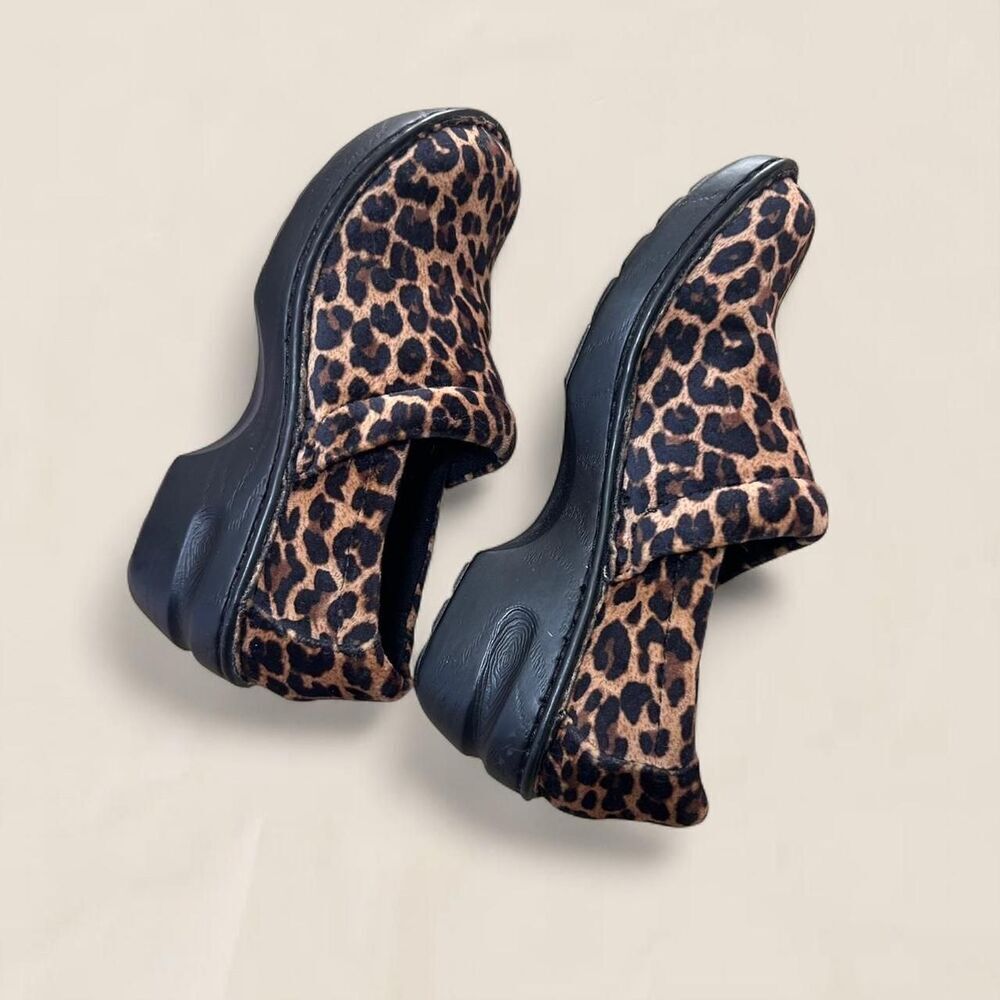 born leopard clog chunky platform funky boho slip ons shoes | size 6.5 - Picture 6 of 8